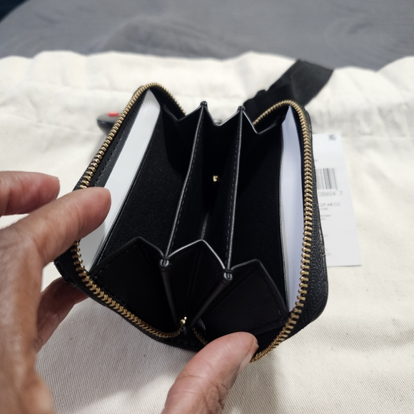 Coach Black Quilted Card Case with Gold Accents - Picture 7 of 10